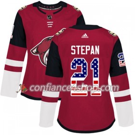 Adidas Maillot de Hockey Arizona Coyotes Derek Stepan 21 2017-2018 Rouge USA Flag Fashion Authentic - Femme